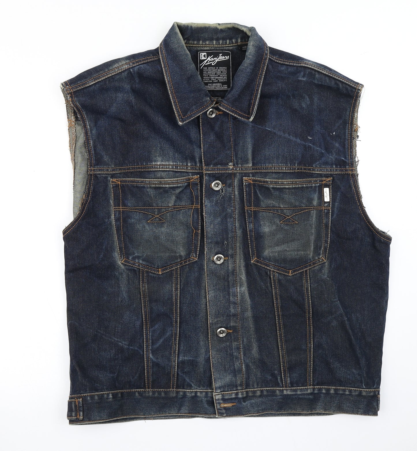 Karl Kani Jeans Mens Blue  Denim Gilet Jacket Size L
