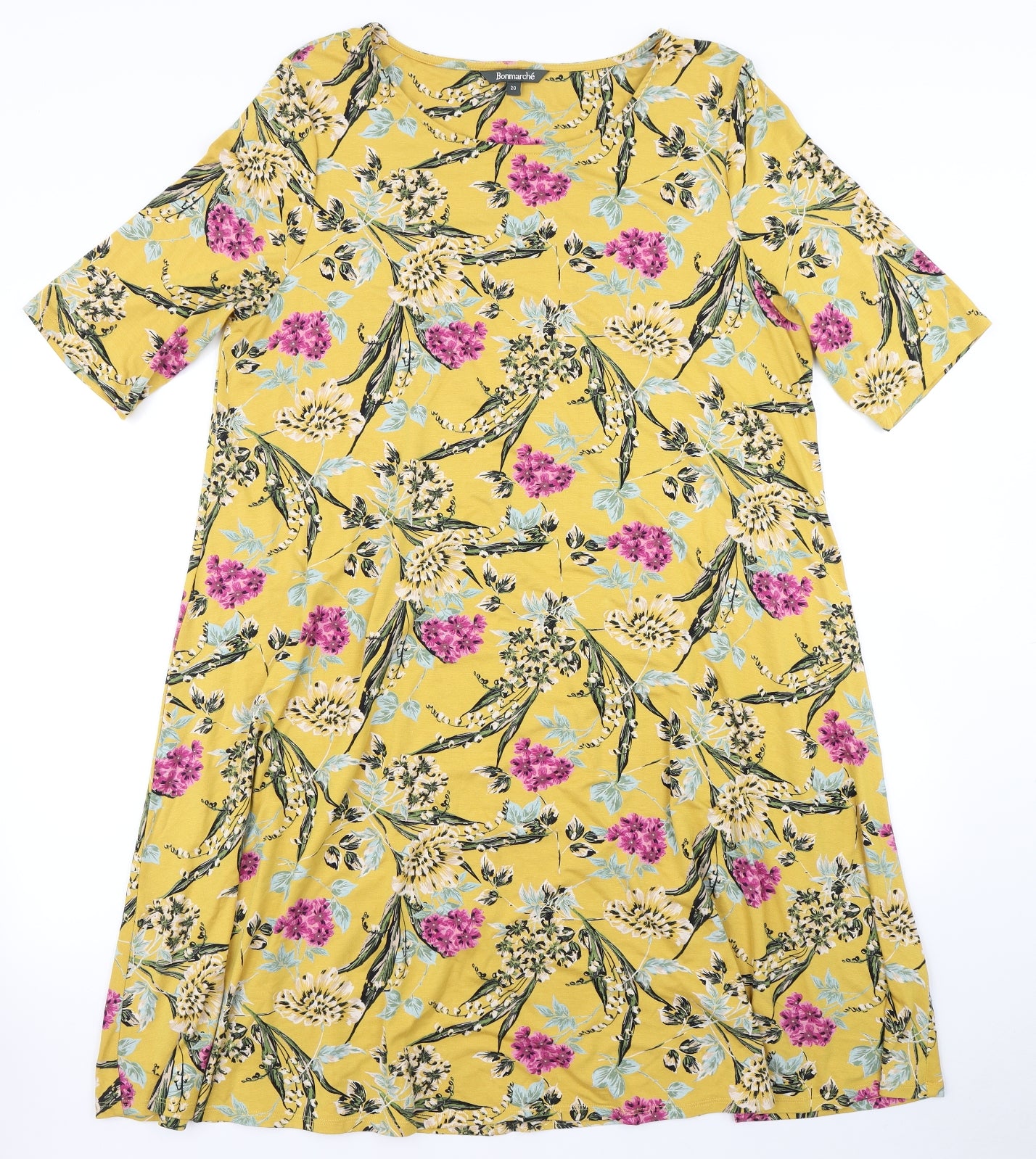 Bonmarché Womens Yellow Floral  Fit & Flare  Size 20
