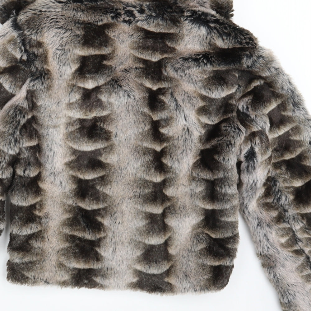 Me Jane Womens Brown Animal Print  Jacket  Size L