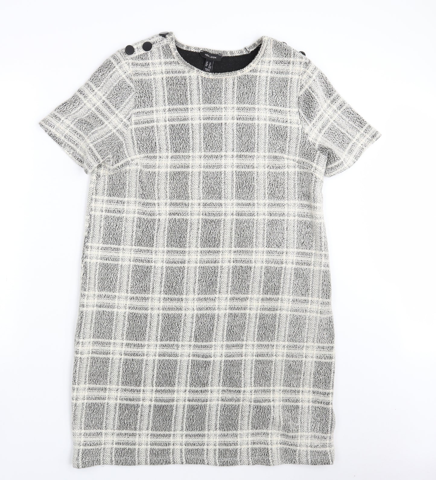 New Look Womens White Check  A-Line  Size 14