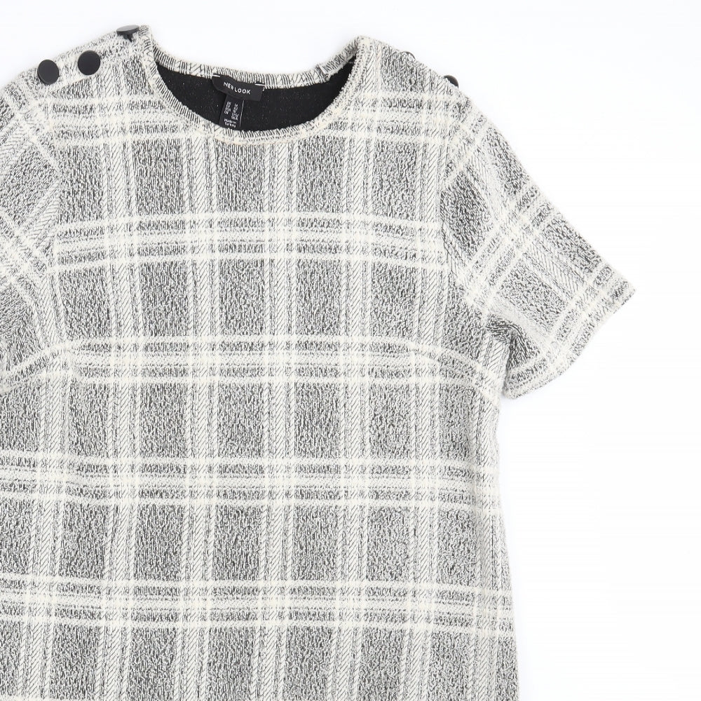 New Look Womens White Check  A-Line  Size 14