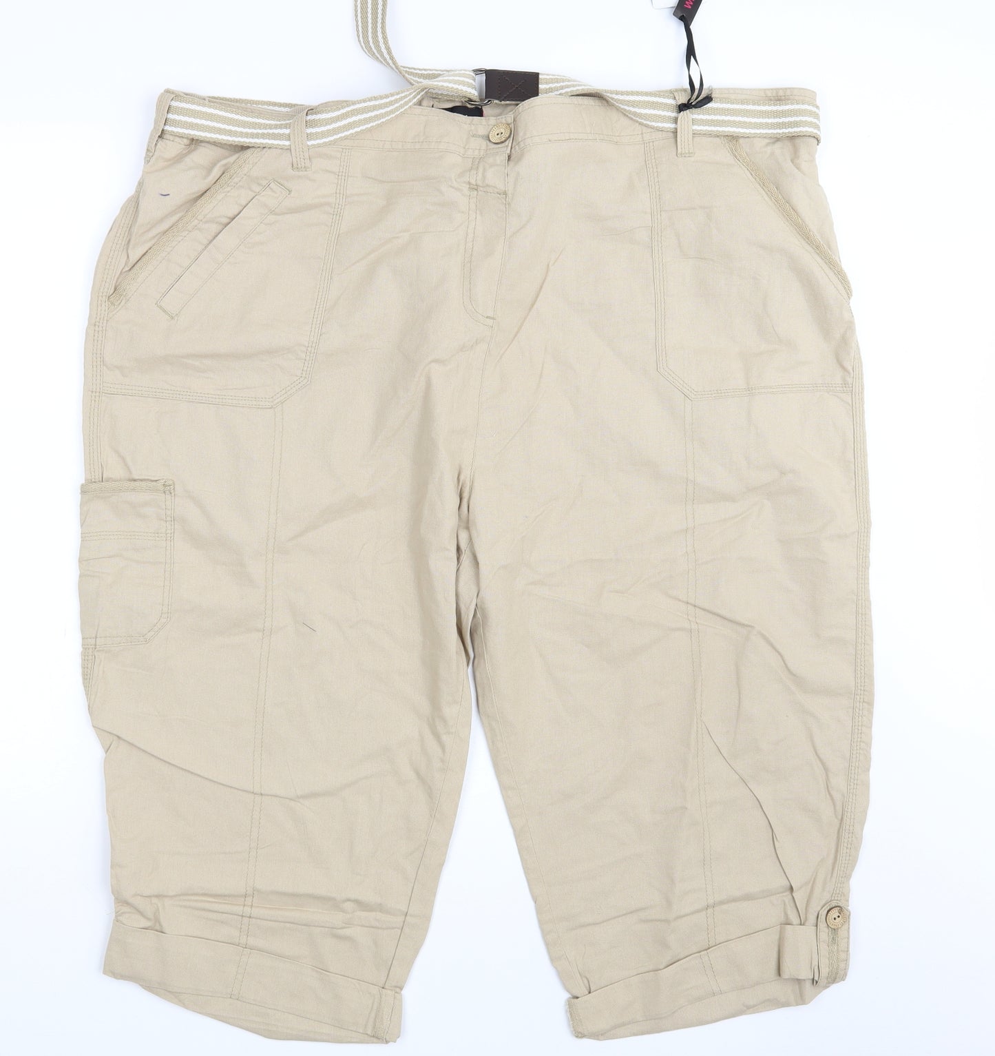Arista Womens Beige  Denim Sweat Shorts Size 22