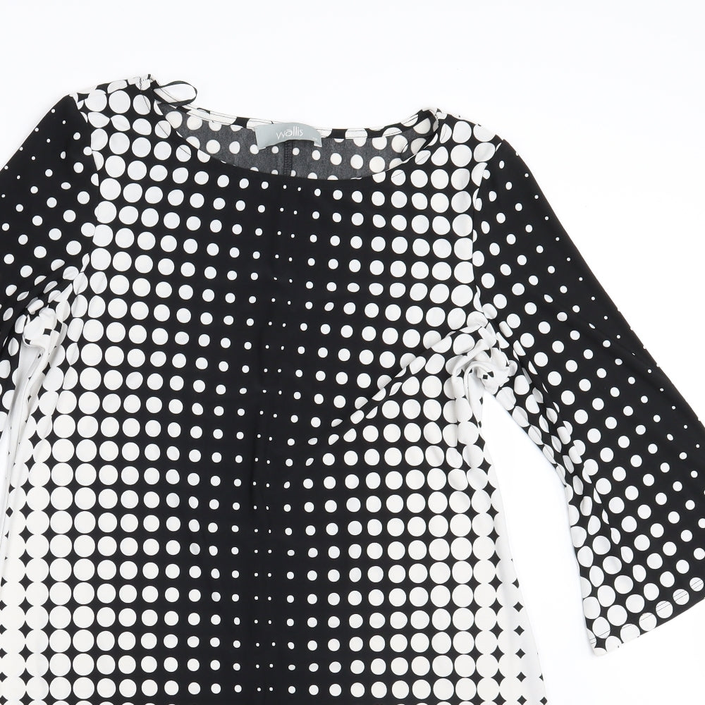 Wallis Womens Black Polka Dot  A-Line  Size 14