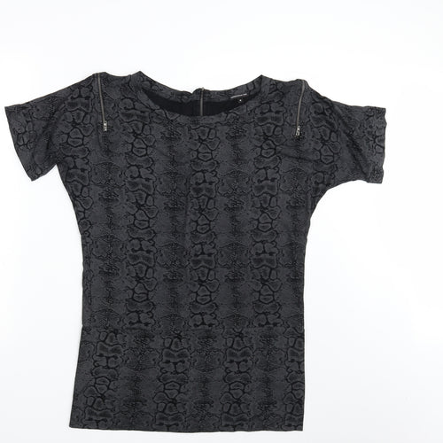 Limited Collection Womens Black Animal Print  T-Shirt Dress  Size 10
