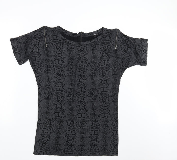 Limited Collection Womens Black Animal Print T-Shirt Dress Size 10