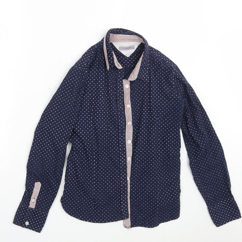 Rubin Boys Blue Polka Dot  Basic Button-Up Size M