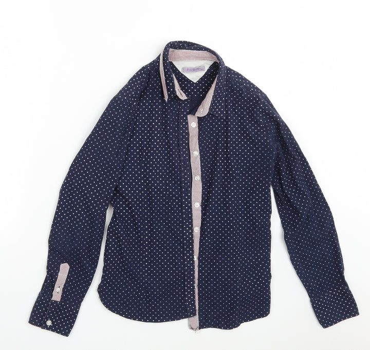 Rubin Boys Blue Polka Dot Basic Button-Up Size M