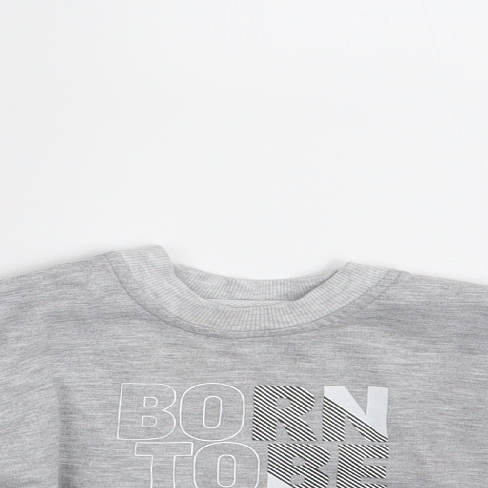 Baby Go Boys Grey Striped  Basic T-Shirt One Size