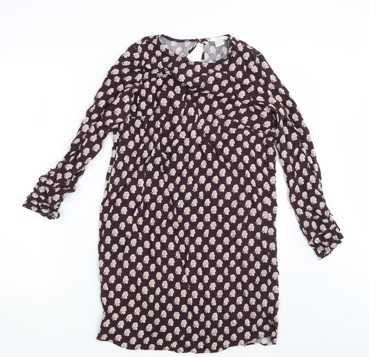 H&M Womens Purple Floral  Shirt Dress  Size 10
