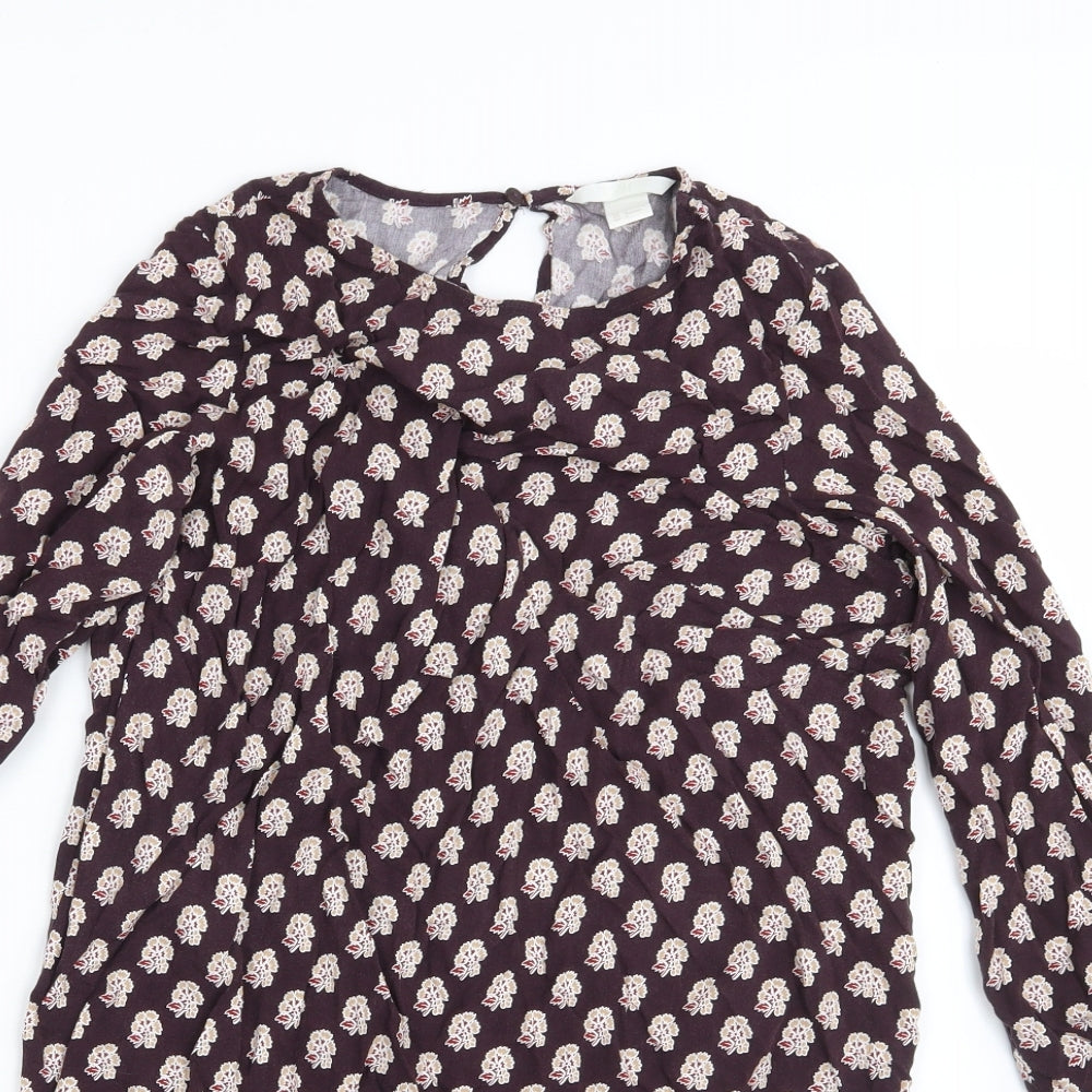 H&M Womens Purple Floral  Shirt Dress  Size 10