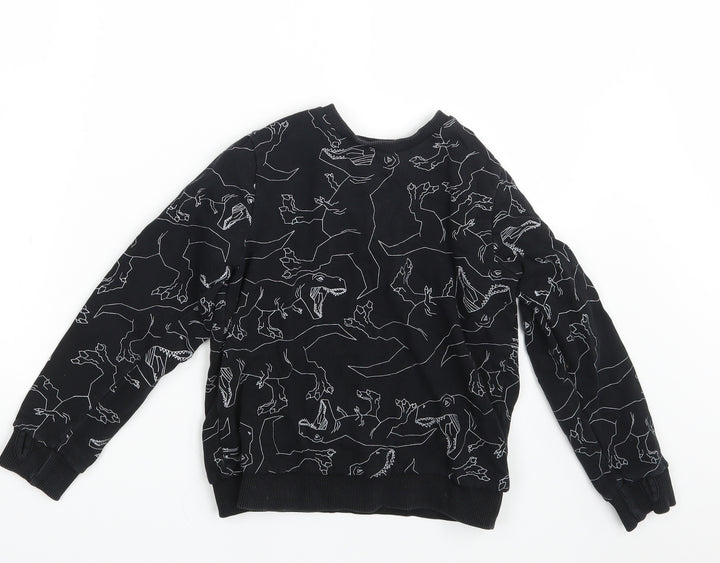 Nutmeg Boys Black Animal Print  Pullover Sweatshirt Size 7-8 Years