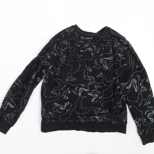 Nutmeg Boys Black Animal Print  Pullover Sweatshirt Size 7-8 Years