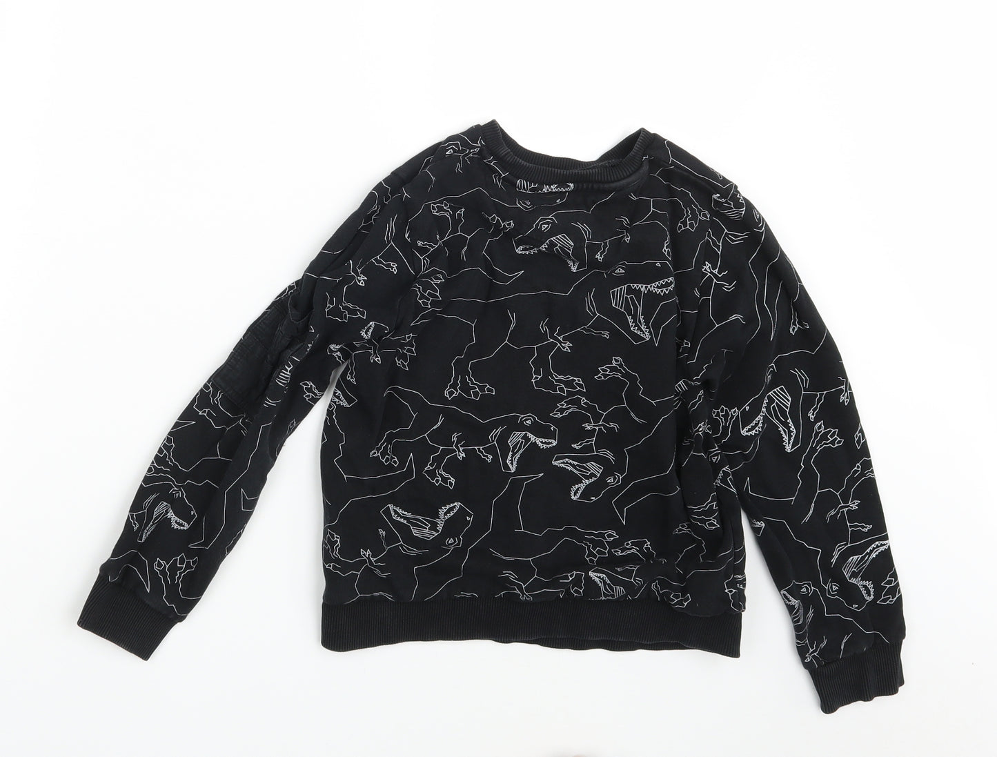 Nutmeg Boys Black Animal Print  Pullover Sweatshirt Size 7-8 Years