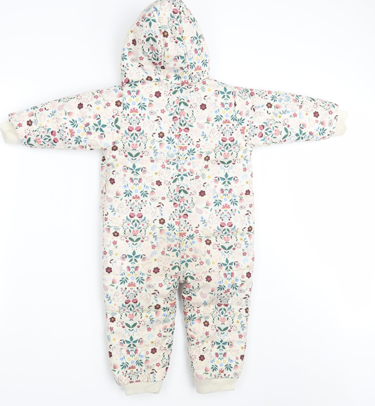 Nutmeg Girls Ivory Floral  Babygrow One-Piece Size 18-24 Months  - Inside Leg 13 Inches