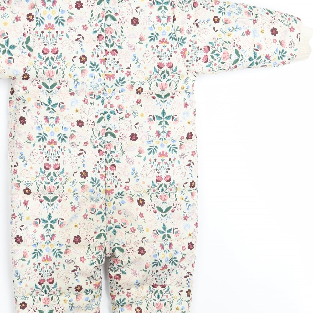 Nutmeg Girls Ivory Floral  Babygrow One-Piece Size 18-24 Months  - Inside Leg 13 Inches