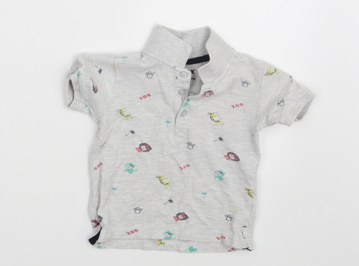 MAX Boys Grey Animal Print  Basic Polo Size 12-18 Months