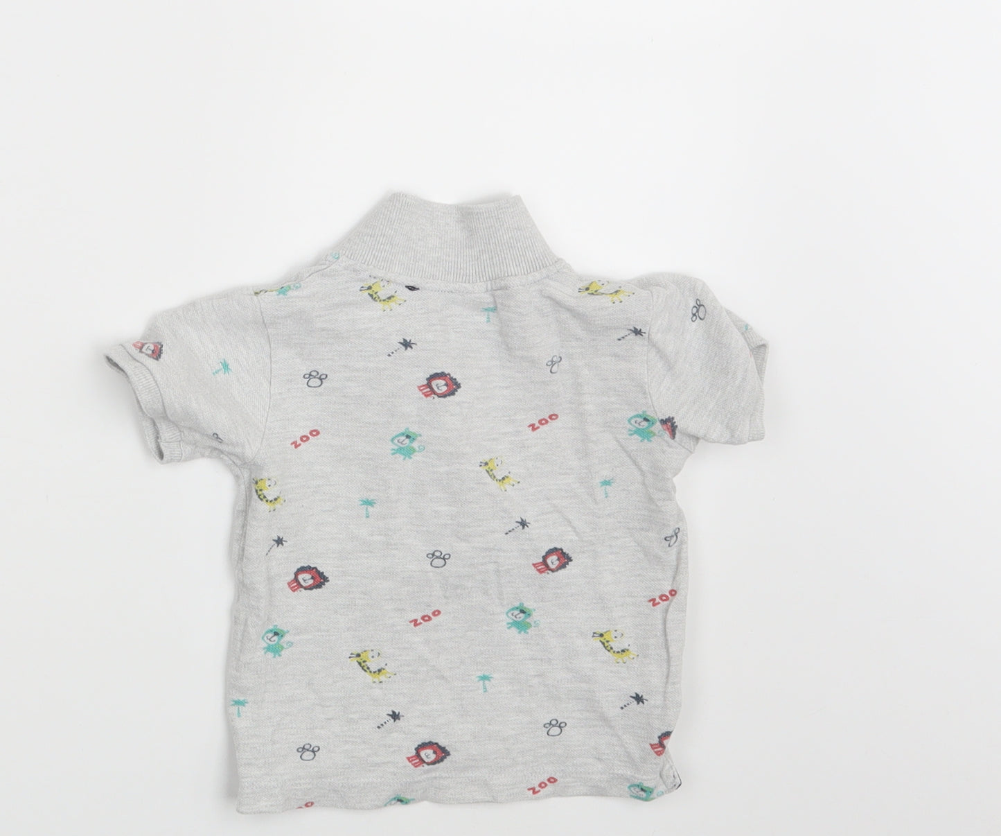 MAX Boys Grey Animal Print  Basic Polo Size 12-18 Months
