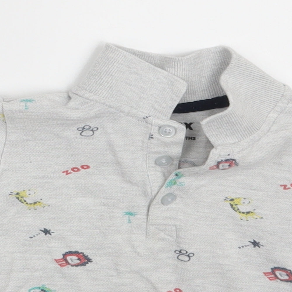 MAX Boys Grey Animal Print  Basic Polo Size 12-18 Months