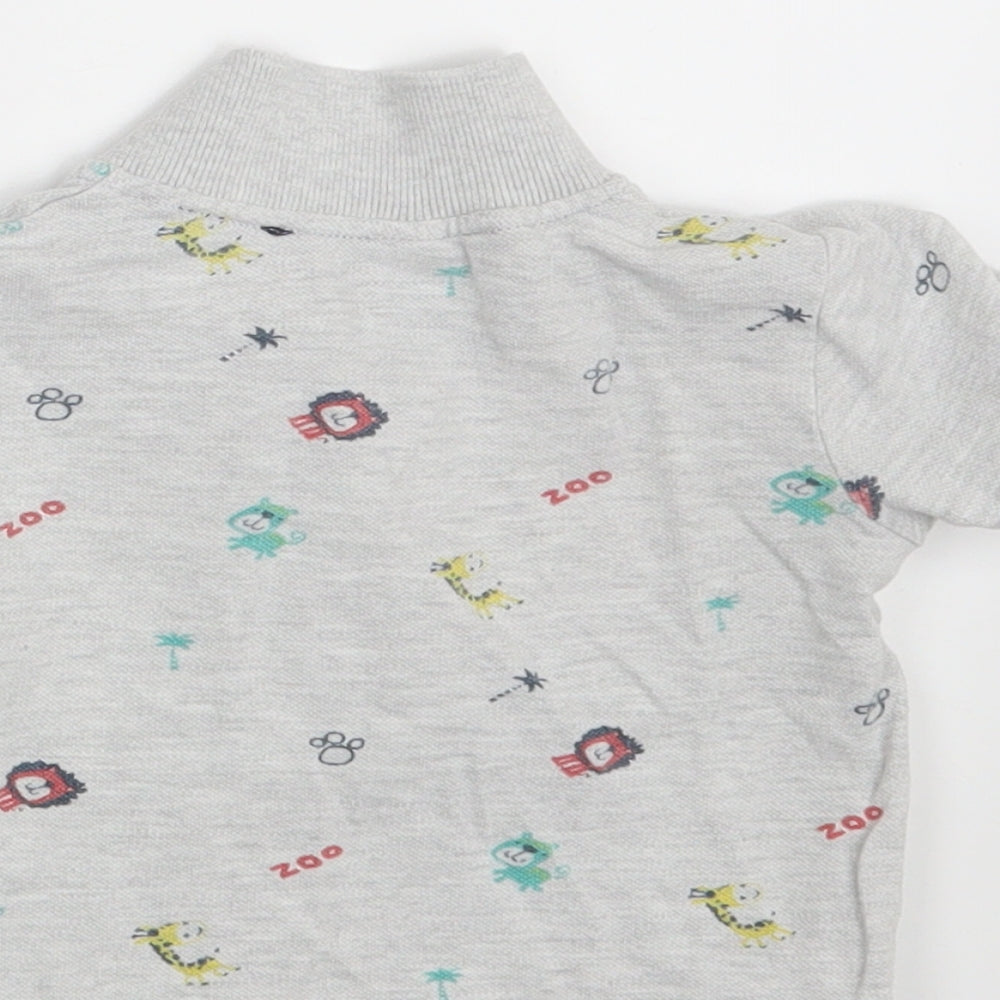 MAX Boys Grey Animal Print  Basic Polo Size 12-18 Months