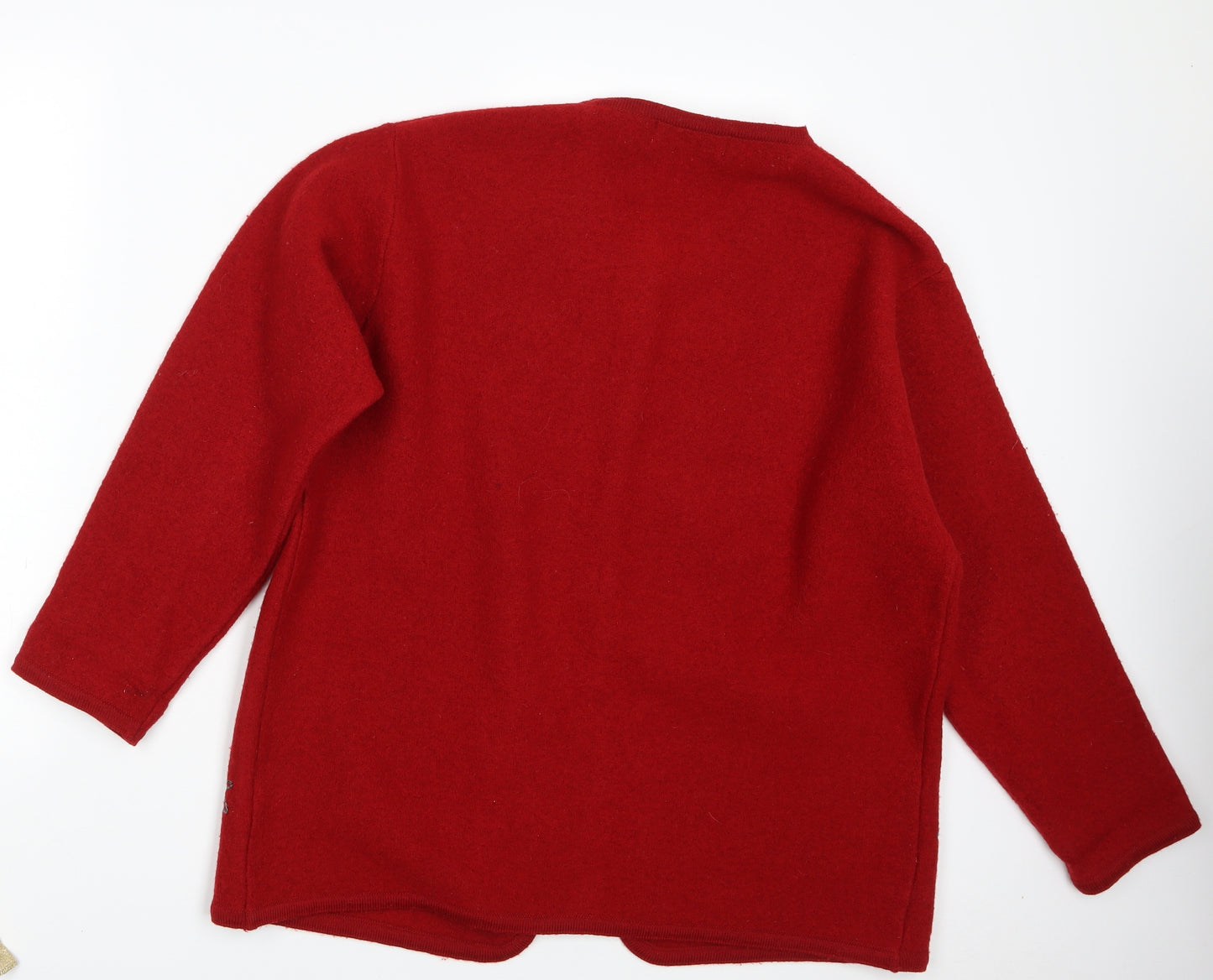 EWM Womens Red Floral Knit Cardigan Jumper Size 18