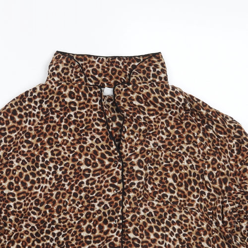 M&S Womens Brown Animal Print  Top Pyjama Top Size 8