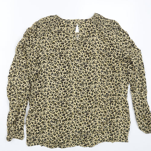 Yessica Womens Yellow Animal Print  Basic Blouse Size 14