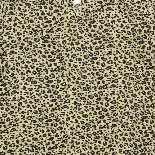 Yessica Womens Yellow Animal Print  Basic Blouse Size 14