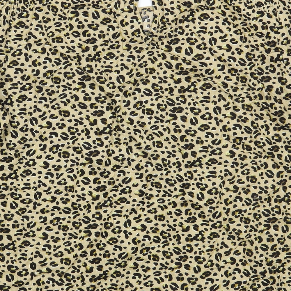 Yessica Womens Yellow Animal Print  Basic Blouse Size 14