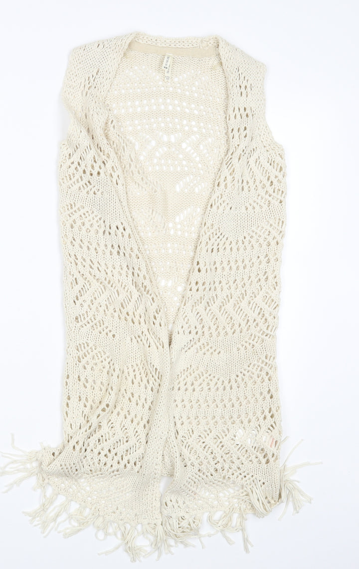 Young Dimension Girls Ivory Knit Wrap Jumper Size 10-11 Years