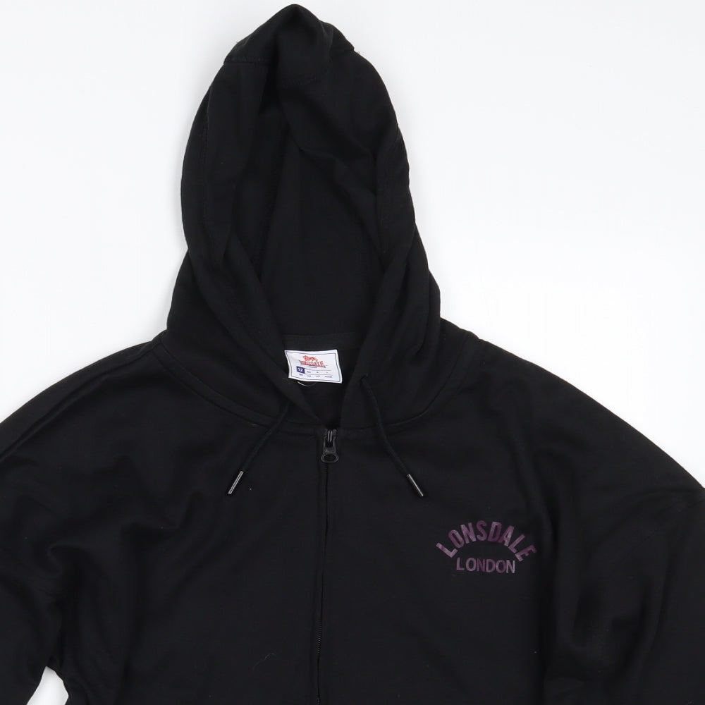 Lonsdale Womens Black   Full Zip Hoodie Size 12