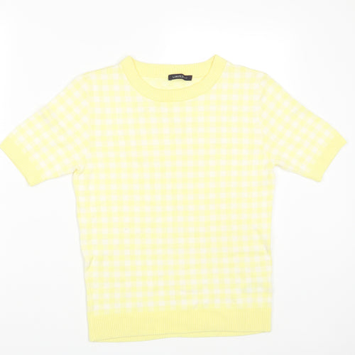 M&S Womens Yellow Geometric Knit Pullover Jumper Size 10