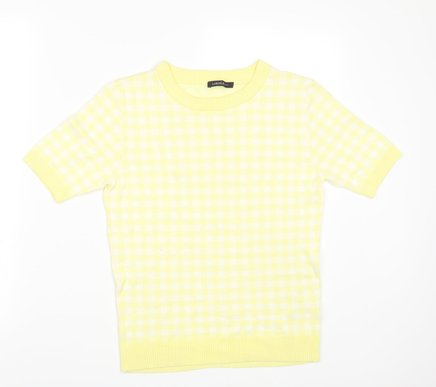 M&S Womens Yellow Geometric Knit Pullover Jumper Size 10