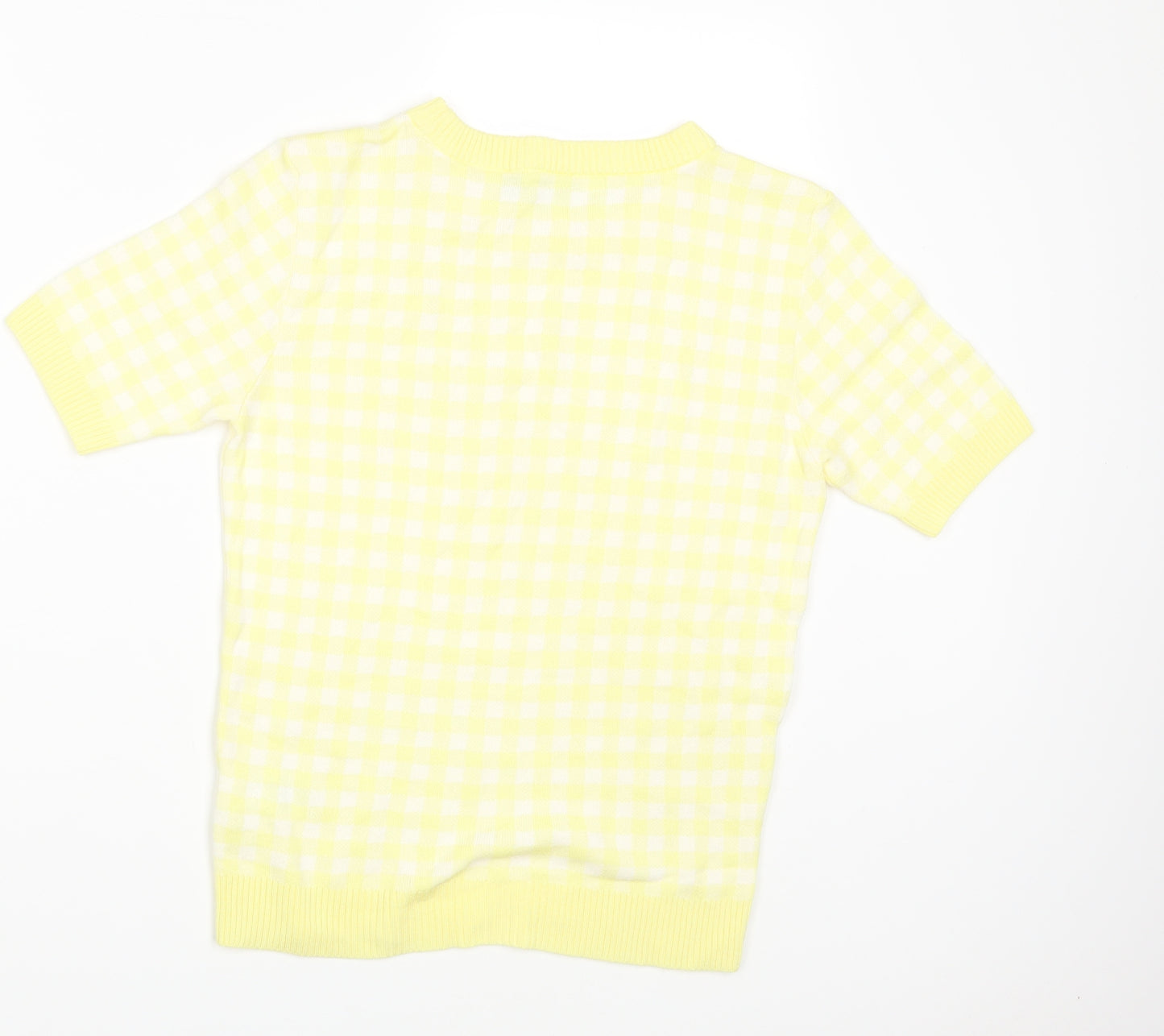 M&S Womens Yellow Geometric Knit Pullover Jumper Size 10