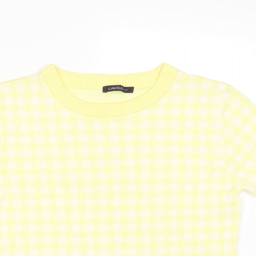 M&S Womens Yellow Geometric Knit Pullover Jumper Size 10