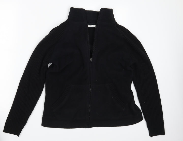 M & Co. Mens Black  Knit Full Zip Jumper Size L