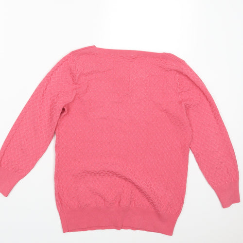 TU Womens Pink Geometric Knit Pullover Jumper Size 8