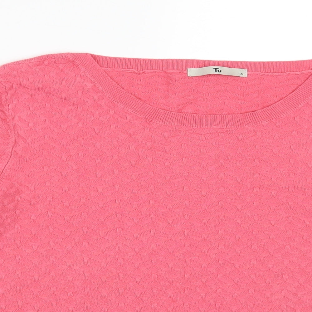 TU Womens Pink Geometric Knit Pullover Jumper Size 8