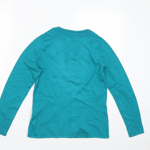 BM Collection Womens Blue  Knit Pullover Jumper Size XS