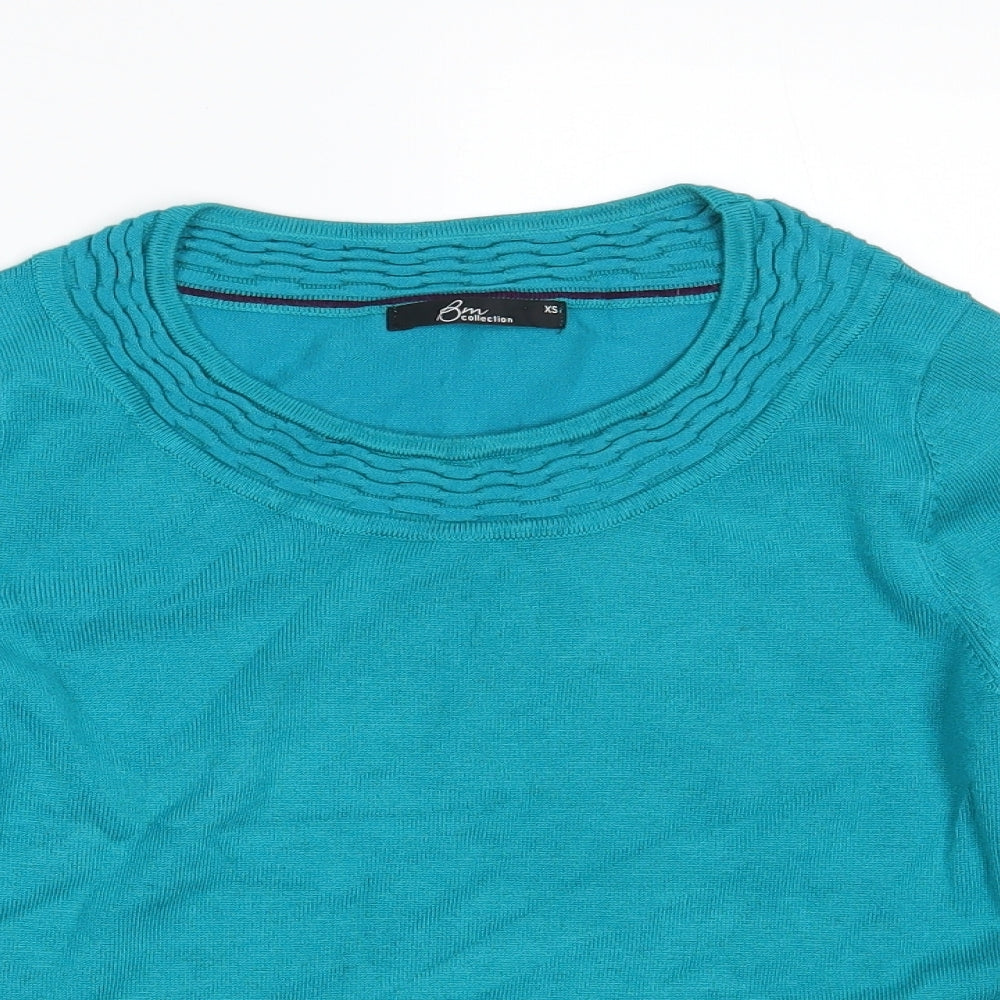 BM Collection Womens Blue  Knit Pullover Jumper Size XS