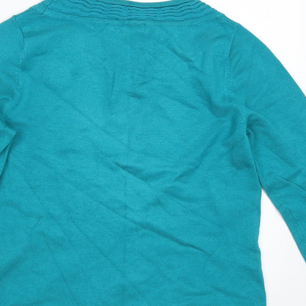 BM Collection Womens Blue  Knit Pullover Jumper Size XS