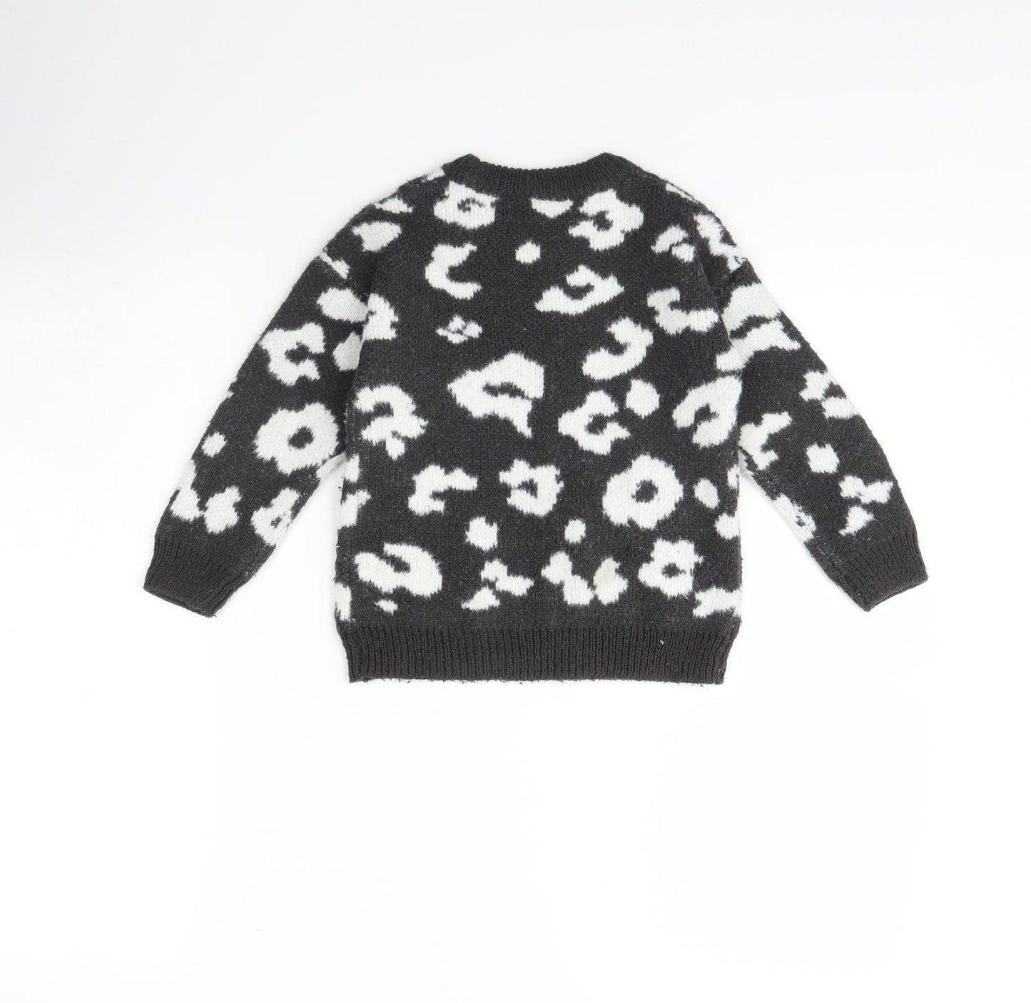 TU Girls Grey Animal Print  Pullover Jumper Size 5 Years
