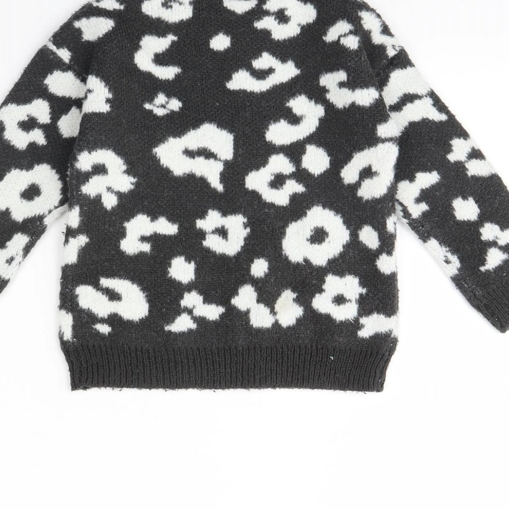 TU Girls Grey Animal Print  Pullover Jumper Size 5 Years
