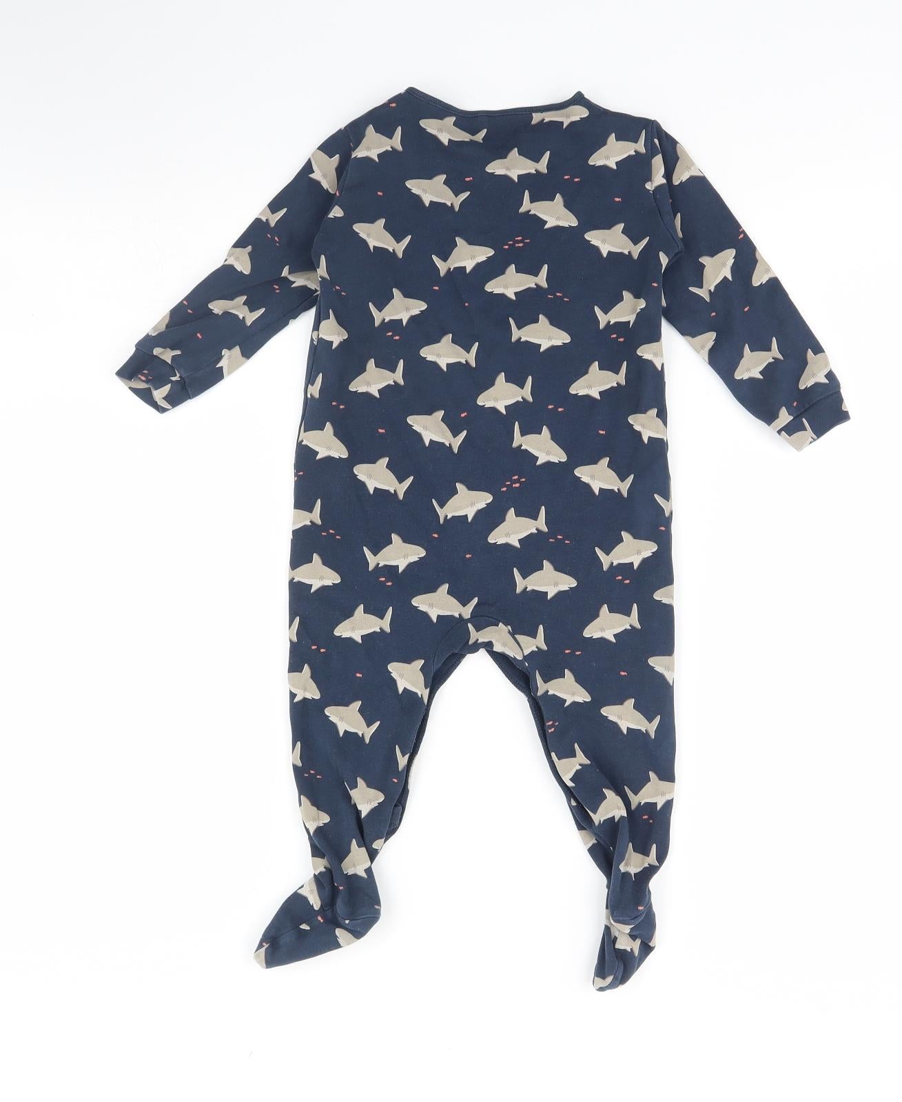 NEXT Baby Blue Animal Print  Babygrow One-Piece Size 12 Months  - Shark