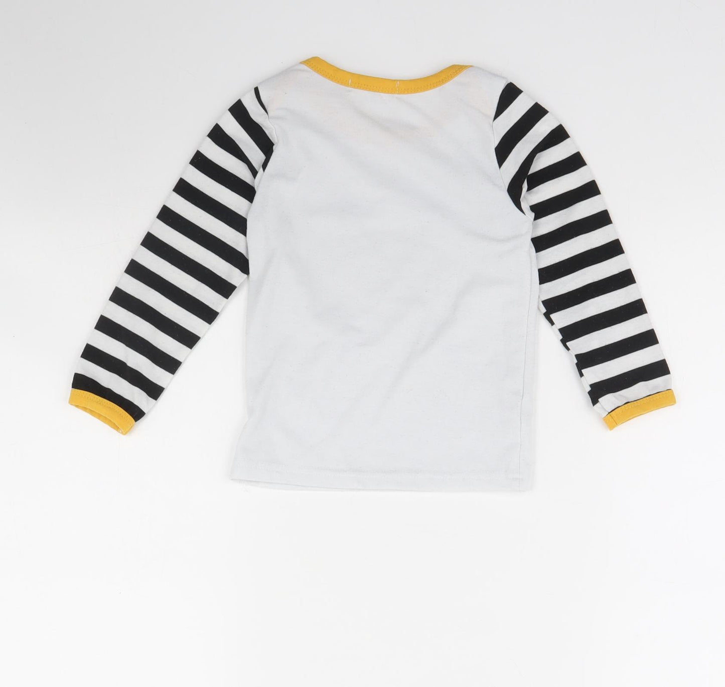 Preworn Girls White Striped  Basic T-Shirt Size 4 Years