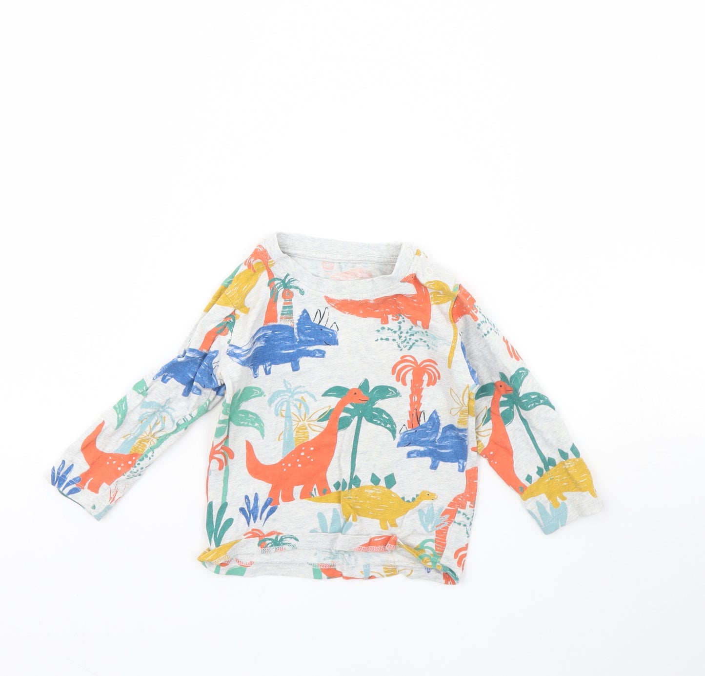 M&s Baby Grey Animal Print  Basic T-Shirt Size 9-12 Months  - Dinosaur
