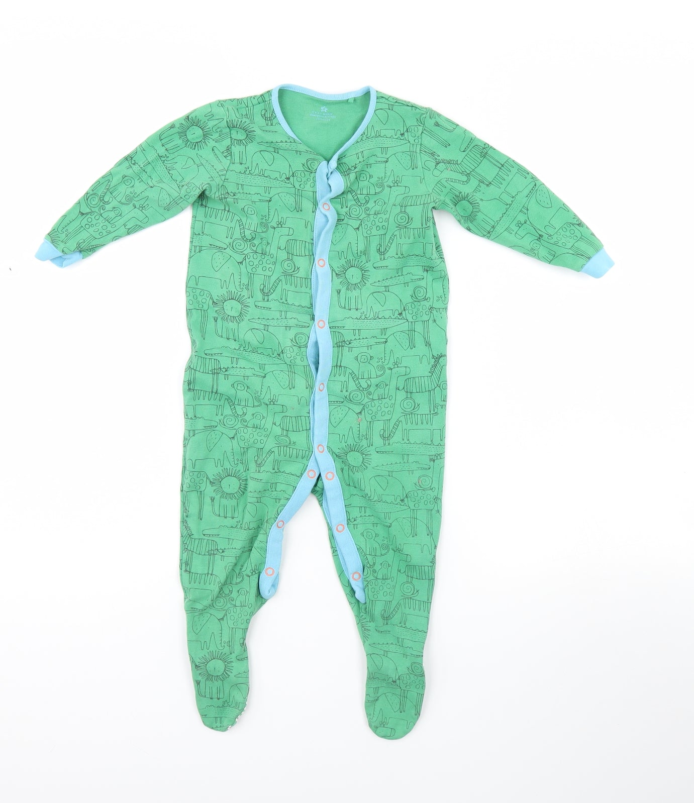 NEXT Baby Green Animal Print  Babygrow One-Piece Size 12 Months