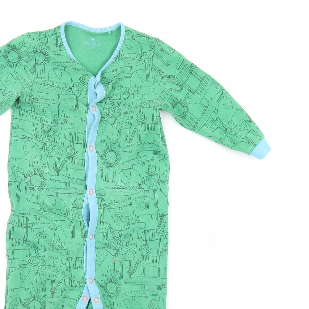 NEXT Baby Green Animal Print  Babygrow One-Piece Size 12 Months
