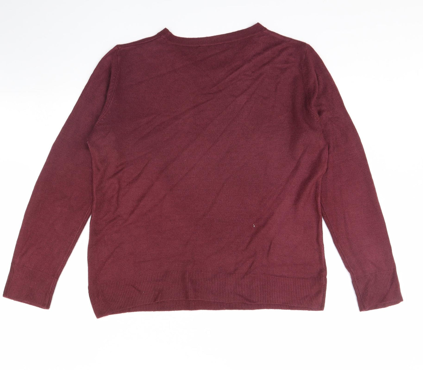 M&s Womens Red   Pullover Jumper Size 16