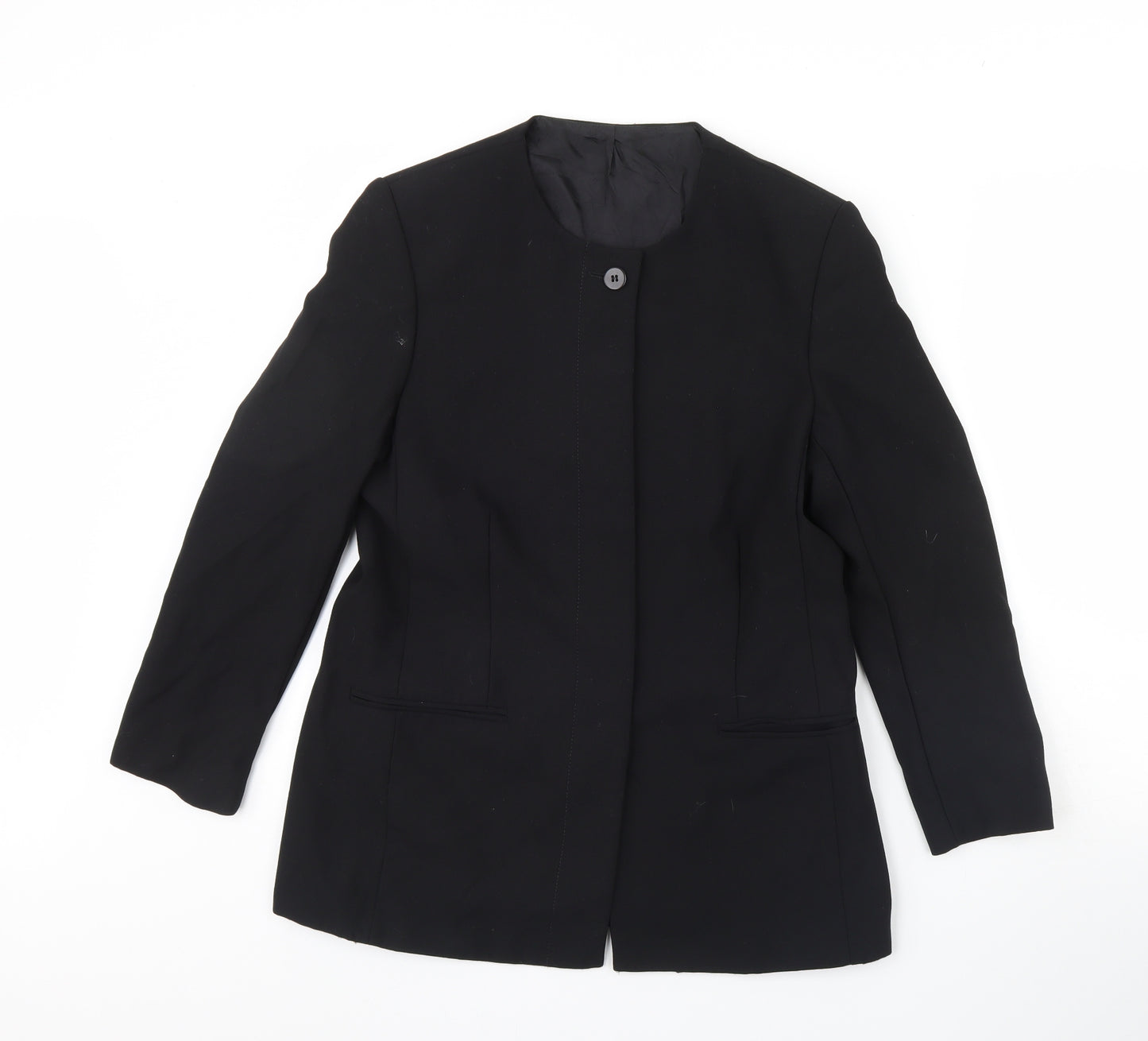M&s Womens Black   Jacket Blazer Size 12  - Shoulder Pads
