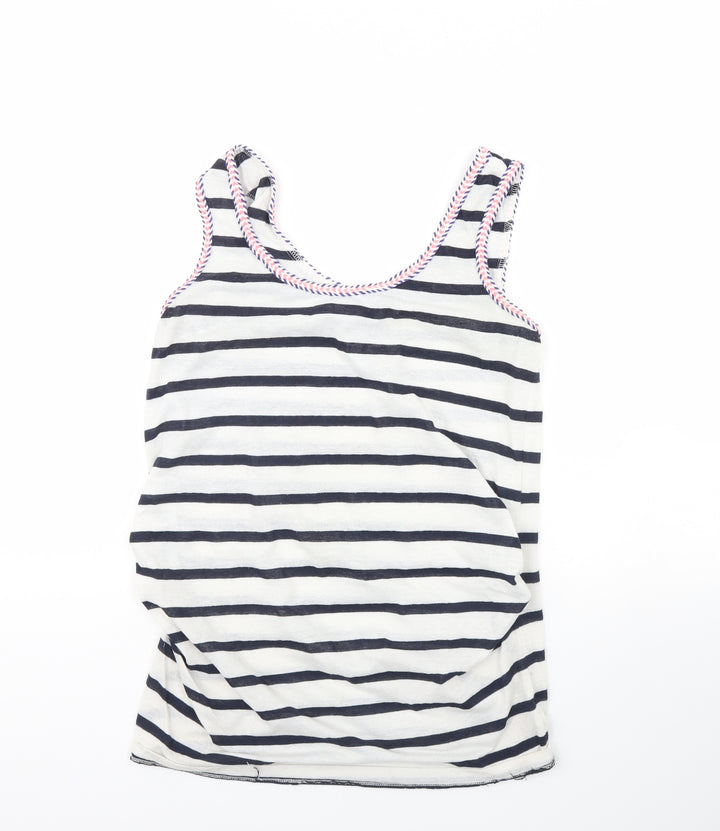 New Look Womens White Striped Basic Tank Size 10